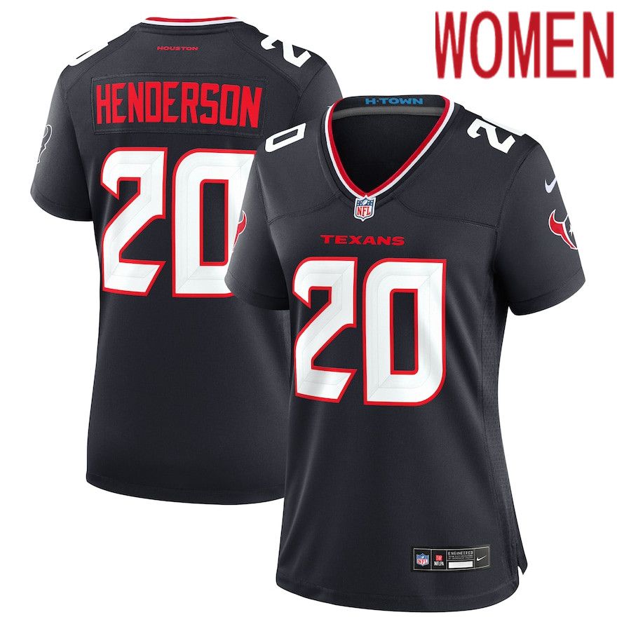 Women Houston Texans #20 C.J. Henderson Nike Navy Team Game NFL Jersey->women nfl jersey->Women Jersey